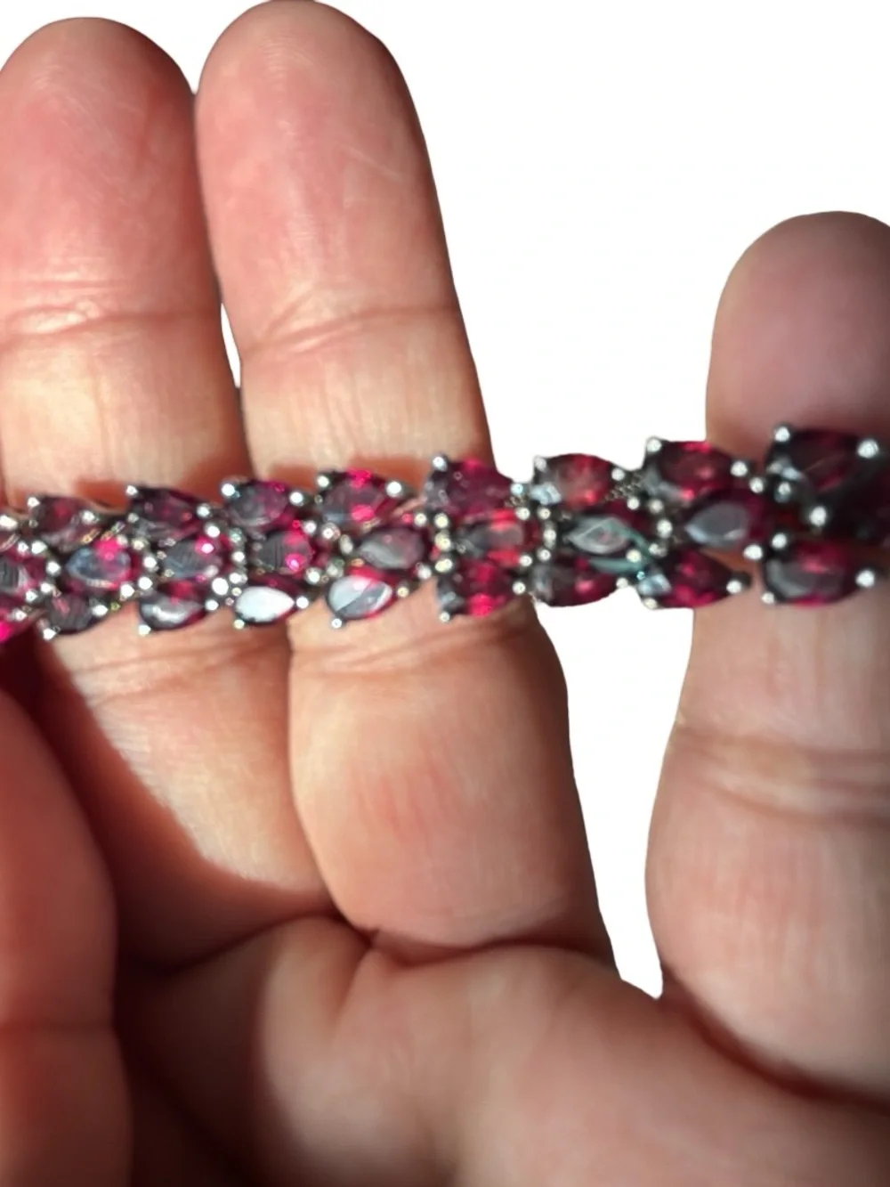 Sterling Silver Red Garnet Tennis Bracelet